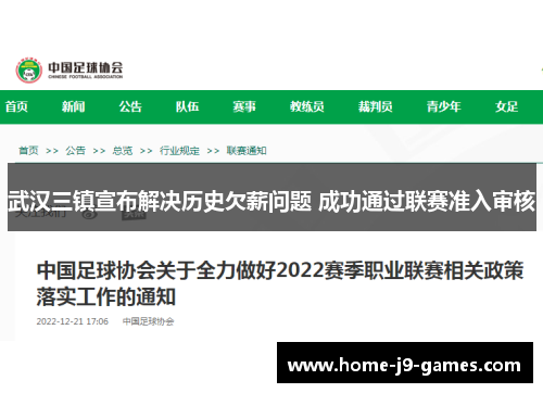 武汉三镇宣布解决历史欠薪问题 成功通过联赛准入审核 武汉三镇宣布解决历史欠薪问题 成功通过联赛准入审核